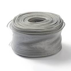 Light Grey Organza Ribbon, Wired Sheer Chiffon Ribbon, for Package Wrapping, Hair Bow Clips Accessories Making, Light Grey, 2-1/8 inch(55mm), about 37.18~38.28 yards(34~35m)/bag