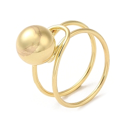Chapado en Oro Real 18K Latón anillos ajustables, anillo de bola grande para mujer, real 18 k chapado en oro, tamaño de EE. UU. 7 1/2 (17.7 mm), 7.5~9 mm