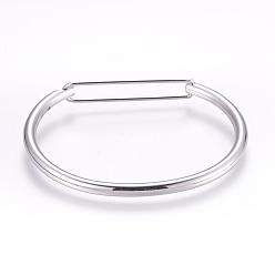 Stainless Steel Color 304 Stainless Steel Bangles, Stainless Steel Color, 45x58mm