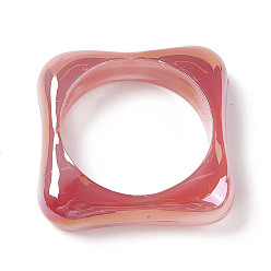 Светло-Коралловый Непрозрачные акриловые соединительные кольца, неправильный квадрат с внутренним закруглением, с покрытием AB цвета, свет коралловый, 22.5x22.5x6 мм, внутренний диаметр: 17.5 мм