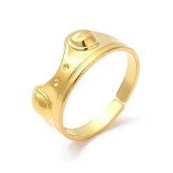 Chapado en Oro Real 18K Revestimiento de iones (ip) 304 anillos de dedo de acero inoxidable, anillos abiertos de rana para mujer, real 18 k chapado en oro, diámetro interior: 18 mm