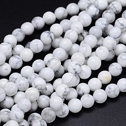 Howlita Hebras de perlas redondas de Howlite naturales, 8 mm, agujero: 1 mm, sobre 49 unidades / cadena, 15.3 pulgada