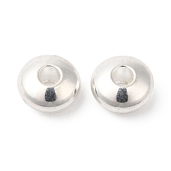 Silver Brass Beads, Cadmium Free & Lead Free, Rondelle, Long-Lasting Plated, Silver, 6x3mm, Hole: 2mm