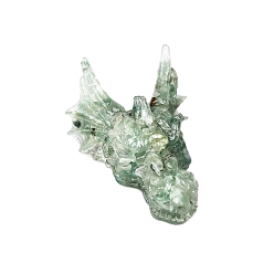 Aventurine Verte Résine de dragon avec éclats d'aventurine verte naturelle à l'intérieur des décorations d'affichage, figurine décoration de la maison, 60x90x40mm
