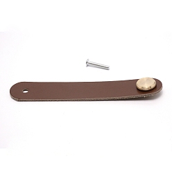 Brown Leather Handle, Jewelry Box Accessories, with Aluminum Screws, Sienna, 140x25x11mm, Hole: 6mm