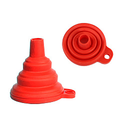 Red Portable Silicone Funnel Hopper, Foldable, for Beads Liquid Powder Transfer, Red, 75mm