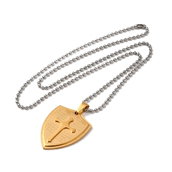 Oro Etiqueta de religión cruzada 201 collar colgante de acero inoxidable con cadenas de caja de hierro, dorado, 23.82 pulgada (60.5 cm)