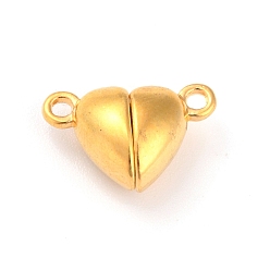 Golden Alloy Magnetic Clasps with Loops, Heart, Golden, 15x9.5x6mm, Hole: 1.5mm