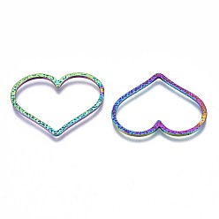 Rainbow Color Rainbow Color 201 Stainless Steel Linking Rings, Cadmium Free & Nickel Free & Lead Free, Heart, 32.5x38x1.5mm