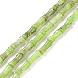 Pale Goldenrod Natural Dolomite & Synthetic Opal Beads Strands, Dyed, Bamboo Stick, Pale Goldenrod, 12x5mm, Hole: 0.5mm, about 34pcs/strand, 15.94''(40.5cm)