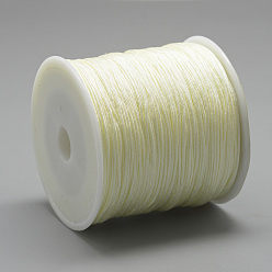 Beige Fil de nylon, corde à nouer chinoise, beige, 0.4mm, environ 174.98 yards (160m)/rouleau