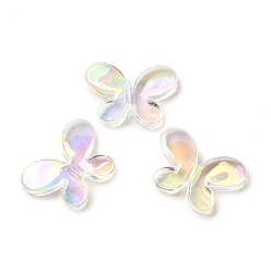Claro AB Perlas de acrílico iridiscentes de arco iris chapado en uv transparente, mariposa, claro ab, 21.5x30x6 mm, agujero: 2 mm