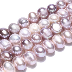 Plum Natural Cultured Freshwater Pearl Beads Strands, Potato, Plum, 5.5~8.5x5.5~6.5mm, Hole: 0.6mm, about 57~59pcs/strand, 13.58~13.78 inch(34.5~35cm)