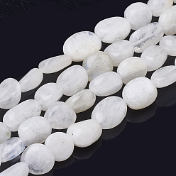 Rainbow Moonstone Natural Rainbow Moonstone Beads Strands, Tumbled Stone, Nuggets, 5~15x7~8x3~7mm, Hole: 1mm, about 45pcs/strand, 15.35 inch