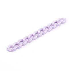 Lilac Handmade Opaque Acrylic Curb Chains, Twisted Link Chain, Lilac, 23x16.5x4mm, about 39.37 inch(1m)/strand