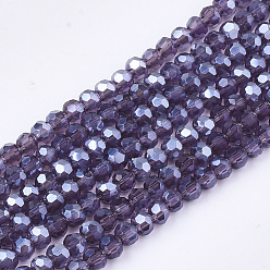 Indigo Electroplate Glass Beads Strands, Pearl Luster Plated, Faceted, Rondelle, Indigo, 2.5~3x2~2.5mm, Hole: 0.6mm, about 196pcs/strand, 19 inch