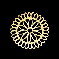 Fleur Pendentifs en acier inoxydable, Coupe au laser, or, motif de fleur, 19.5x1mm