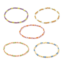 Couleur Mélangete Verre perles bracelets extensibles, bracelet couleur bonbon pour femme, couleur mixte, diamètre intérieur: 2 pouce (5 cm)