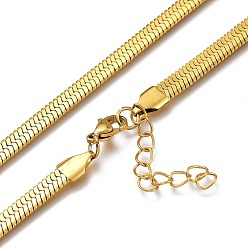 Golden Unisex 304 Stainless Steel Herringbone Chain Necklaces, with Lobster Claw Clasps, Golden, 17.71 inch(45cm), 5mm