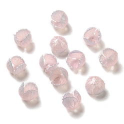 Pink Casquillo del grano de la flor, para la fabricación de la joyería diy, rosa, 13~15x11~13 mm, agujero: 1~1.4 mm
