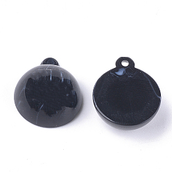 Noir Pendentifs acryliques, style de pierres fines imitation, demi-tour, noir, 18.5x15.5x8mm, trou: 1.6 mm, environ 398 pcs / 500 g