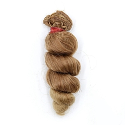 Camello Pelo largo y rizado de la peluca de la muñeca del peinado de la fibra de alta temperatura, para diy girl bjd makings accesorios, camello, 5.91 pulgada (15 cm)