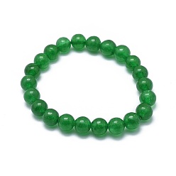 Jade Malais Bracelets extensibles de perles de jade de malaisie naturelle (teints), ronde, 2 pouces ~ 2-1/8 pouces (5.2~5.5 cm), perle: 10 mm