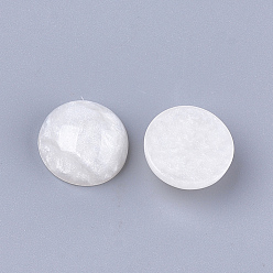 Creamy White Glitter Resin Cabochons, Crackle Style, Half Round, Creamy White, 16x7mm