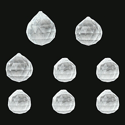Clear Transparent Acrylic Pendants, Faceted, Round, Clear, 24.5~40.5x23.5~36mm, Hole: 1.9~4mm, 8pcs/bag