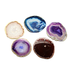 Mixed Color Druzy Natural Brazilian Agate Slice Display Decorations, Dyed, Mixed Color, 64~105x60~100x5~6mm