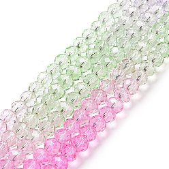 Jaune Vert Chapelets de perles en verre transparentes  , facette, rondelle, jaune vert, 6x5mm, Trou: 1.2~1.4mm, Environ 85~88 pcs/chapelet, 16.54~16.93 pouce (42~43 cm)