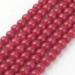 Темно-Красный Естественно Mashan нефрита круглые бусины нити, окрашенные, темно-красный, 6 мм, отверстие : 1 мм, около 69 шт / нитка, 15.7 дюйм