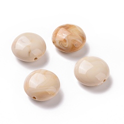 Linen Two Tone Opaque Acrylic Beads, Flat Round, Linen, 15.5x8mm, Hole: 1.6mm, 390pcs/500g