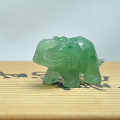 Aventurine Verte Décorations vertes naturelles d'aventurine, 3d ornement d'éléphant, pour bureau à domicile, 38mm