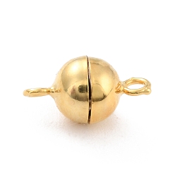 Golden 925 Sterling Silver Magnetic Clasps, Round, Golden, 12x7x7x7mm, Hole: 1.5mm