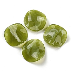 Olive Drab Opaque Acrylic Beads, Wave Flat Round, Olive Drab, 24x6mm, Hole: 1.8mm, about 255pcs/500g