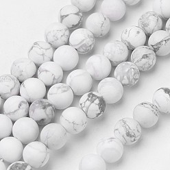 Howlite Natural Howlite Beads Strands, Frosted, Round, 4mm, Hole: 1mm, about 91pcs/strand, 15.1 inch