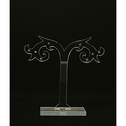 Clair Plastique présentoir de boucle d'oreille, présentoir à bijoux, stand d'arbre de bijoux, 3 cm de largeur, 8 cm de long, 8.3 cm de haut