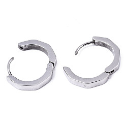 Stainless Steel Color 304 Stainless Steel Huggie Hoop Earrings, Ring, Stainless Steel Color, 16x17x3mm, Pin: 0.8mm
