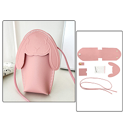 Pink Kits de fabrication de sacs de téléphone en cuir pu, lapin, bricolage, rose, 18.5x14x5.5 cm