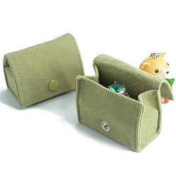 Jaune Vert Boîtes de rangement pour bagues en velours, étui à bijoux de voyage portable pour bagues, boucles d'oreilles, forme de sac, jaune vert, 6x3x4 cm