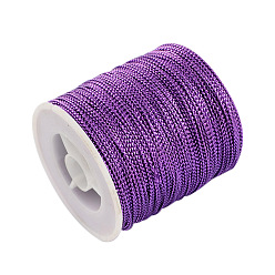 Purple 1mm Jewelry Braided Thread Metallic Threads, Polyester Threads, Purple, 1mm, about 109.36 yards(100m)/roll