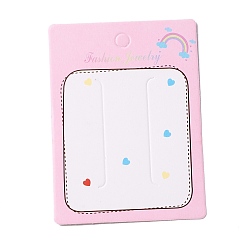 Pearl Pink Paper Hair Clip Display Cards, Rectangle with Rainbow and Heart Pattern, Pearl Pink, 10x7.3x0.03cm, Hole: 8mm