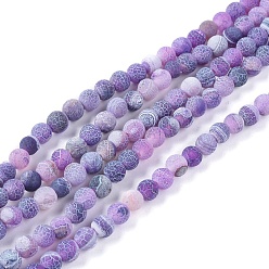 Medium Purple Natural Weathered Agate Beads Strands, Dyed & Heated, Frosted, Round, Medium Purple, 6mm, Hole: 1.2mm, about 62pcs/strand, 13.77 inch(35cm)