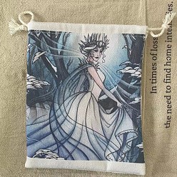 PapayaWhip Tarot Card Storage Bag, Cloth Tarot Drawstring Bags, Rectangle with Woman Pattern, PapayaWhip, 18x13cm