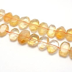 Citrine Natural Citrine Beads Strands, Oval, Faceted, 19~21x14~16x7mm, Hole: 1mm, about 26pcs/strand, 15.7 inch