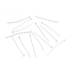 Stainless Steel Color 304 Stainless Steel Eye Pins, Stainless Steel Color, 50x0.7mm, Hole: 2mm, 500pcs/bag
