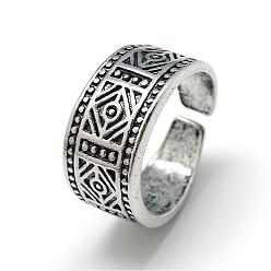 Античное Серебро Регулируемый сплав широкие полосы манжеты пальца кольца, Размер 6, античное серебро, 16 мм