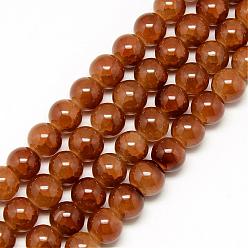 Saddle Brown Baking Painted Crackle Glass Bead Strands, Round, Saddle Brown, 6mm, Hole: 1.3~1.6mm, about 133pcs/strand, 31.4 inch