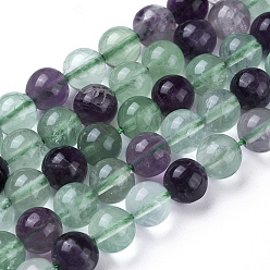 Fluorite Natural Green Fluorite Beads Strands, Round, 8mm, Hole: 1mm, about 51pcs/strand, 15.35 inch